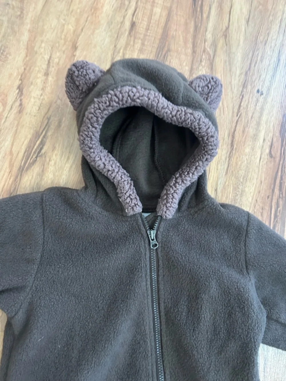 Columbia Tiny Bear ll Brown Fleece One Piece Snow Suit Baby Size 6-12 Mon